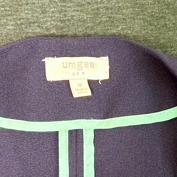 Umgee Waterfall Navy Open Blazer with Zipper and Turquoise Details Size M - Picture 6 of 10